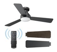 Ventilateurs de plafond avec lumières, ventilateur de plafond de 106,7 cm avec lumière et télécommande, ventilateurs de plafond 3CCT à profil bas, ventilateur de plafond à DEL sans bruit à 6 vitesses