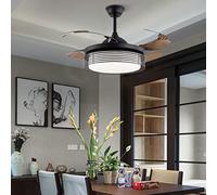 Ventilateurs de Plafond, Éclairage de Ventilateur, Ventilateurs de Plafond Rétractables de 42 Pouces Avec Lumière Et Télécommande, Montage Encastré, Kit D'Éclairage de Ventilateur de Plafond Cage Noir