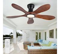 Ventilateurs de plafond encastrés de 106,7 cm avec lumières et télécommande, ventilateur de plafond d'extérieur à 5 pales en bois à intensité variable pour terrasse, ventilateur de plafond moderne à