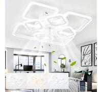 Ventilateurs de plafond intelligents pour chambre à coucher avec éclairage, télécommande et contrôle via application, ventilateurs de plafond carrés et élégants pour salon, éclairage à intensité vari