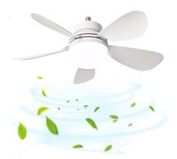 Ventilateurs de plafond portables avec des lumières, 2 en 1 Fan à douille E27 Lumière LED, minuteur LED dimmable Vis noisette dans un petit ventilateur de plafond avec télécommande pour le salon de la