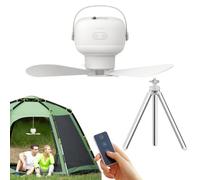 Ventilateurs de plafond portables avec télécommande, ventilateur portable pour tente avec lumière et télécommande, batterie 7200 mAh, équipement polyvalent pour extérieur, auvent, terrasse, chambre