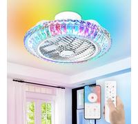 Ventilateurs de Plafond Silencieux avec Lampe, Ventilateur de Plafond LED RGB avec Télécommande et Contrôle APP, Minuteur, Avec Roue de guidage d'air,pour Chambre Salon, circulation d'air à 360°