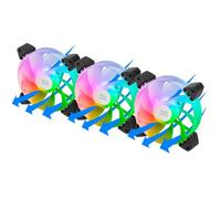 Mars Gaming MF-3AR, Kit 3X Ventilateurs 120mm FDB, Pales Inversées, Éclairage ARGB 360° sans Cadre, Anneau Lumineux Complet, Ventilateurs PC Compatibles ARGB, Double Connecteur, Noir
