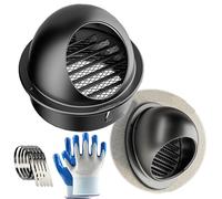 Ventilation Grille, Grille D'aération En Acier Inoxydable, Ronde Grille Ventilation Hotte, Grilles De Ventilation Sphériques, Beige, Noir, Métallique(Black,120mm)