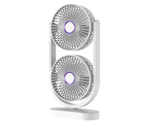 Ventilatore Da Tavolo | Doppia Testa Silenziosa Ricaricabile Estate | Ventilatore Personale Da Tavolo Rinfrescante | Per Appartamento, Camera, Soggiorno, Cucina, Ufficio, Viaggi All'aperto, Camp
