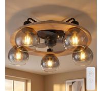Ventilatorlampe Ventilateur de Plafond Télécommande Minuteur Bois Fumée