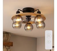 Ventilatorleuchte Plafonnier Plafond Télécommande Bois Fumée Minuteur