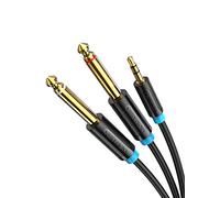 Vention 2m Câble Audio 3.5mm vers Double 6.35mm, 6.35 Mâle vers 3.5 Mâle Mono Y Splitter Jack Câble d'Instrument pour Téléphone, Haut-parleurs, Cinéma Maison, Table de Mixage