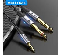 Vention 3.5mm à Double 6.5mm câble TRS AUX mâle Mono Jack 6.5 à stéréo Jack 3.5 câble Audio pour amplificateur de mixage adaptateur 6.35mm 3.5 to 2x6.5mm Alloy