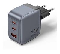 Vention 3-Port Usb (C C A) Gan Charger (70w/70w/22.5w) Eu-Plug Gray