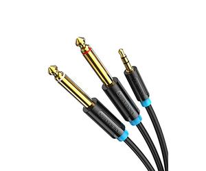 Vention 3m Câble Audio 3.5mm vers Double 6.35mm, 6.35 Mâle vers 3.5 Mâle Mono Y Splitter Jack Câble d'Instrument pour Téléphone, Haut-parleurs, Cinéma Maison, Table de Mixage