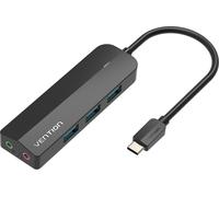Vention 5-en-1 USB-C vers 3x USB 3.0 / Micro-B / Adaptateur son stéréo externe 0.15M Noir Type ABS