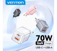 Vention 70W GaN chargeur USB Type C chargeur PD QC PPS Portable Charge rapide pour iPhone 17 16 15 14 Pro Max Samsung chargeur pour ordinateur Portable