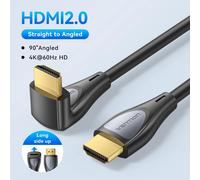 Vention 90 ° Câble Hdmi 2.0 Coudé 4K60Hz Ultra Hd, Cordon Haute Vitesse Pour Moniteur Tv Xiaomi, Ordinateur Portable, Ps5, Xbox, Pc, Câble Vidéo Hdr Hdmi.90 Angled Hdmi.1,5M