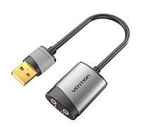 Vention Adaptateur audio de carte son externe de 3,5 mm, compatible avec Windows et Mac, convertisseur USB 3.5 sans lecteur PS4 ordinateur portable (écouteurs + micro)