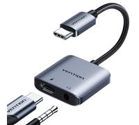 Vention Adaptateur Audio USB-C vers 3.5mm avec Charge Rapide PD 60W, [Plug and Play] Adaptateur Dongle Câble Aux vers USB-C Jack Casque 32bit/384kHz pour iPhone 17 16 15 Pro Max
