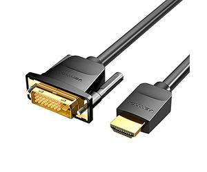 Vention Adaptateur Câble HDMI vers DVI 1,5M, Bi-directionnel DVI-D 24+1 mâle vers HDMI mâle Haute Vitesse, 1080p 60Hz, Full HD, Compatible avec PC, PS4, Raspberry Pi, Xbox, MacBook, DVD, Blu-Ray