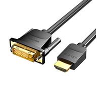 Vention Adaptateur Câble HDMI vers DVI 1M, Bi-directionnel DVI-D 24+1 mâle vers HDMI mâle Haute Vitesse, 1080p 60Hz, Full HD, Compatible avec PC, PS4, Raspberry Pi, Xbox, MacBook, DVD, Blu-Ray