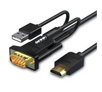 VENTION Adaptateur Câble HDMI vers VGA(Male à Male) 2M, avec Câble Audio 3,5mm et Alimentation, Convertisseur 1080p 60Hz, Compatible avec Moniteur, Projecteur, HDTV, Portable, PC, etc.