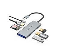 VENTION Adaptateur multiport USB C 7 en 1 avec HDMI 4K 100 W PD 3 ports USB 3.0 Lecteur de cartes SD/TF pour ordinateur portable MacBook Air iPad Mac Pro et appareils de type C