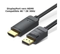 Vention ? Câble 4k Vidéo/Audio Pour Affichage Displayport Vers Hdmi Compatible 4k * 2k 30hz, Full Hd Pour Pc, Tv, Écran.. - Noir