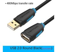 Vention-Câble d'extension USB 3.0 2.0 mâle vers femelle,rallonge à vitesse rapide arc-en-ciel pour ordinateur portable PC,rallonge USB 2.0 - Type USB 2.0 Black CBC-1,5m