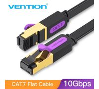 Vention Câble Ethernet Cat7 RJ45 Lan Cable SSTP Network Internet 5m 10m 20m Patch Cord Cable for PC Router Laptop Cable Ethernet,Cat7 Flat Black- 0.3m- Bundle1