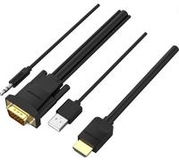 Vention Câble HDMI vers VGA avec sortie audio et alimentation USB 1M Noir