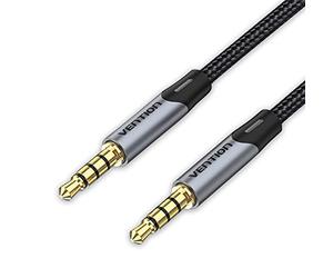 Vention Câble Jack Audio Câble Auxiliaire 3.5mm Mâle vers Mâle [1,5 m], Câble Audio Mic, 4 Pôles TRRS, Câble Stéréo Jack, Câble Auxiliaire Compatible avec Micro-casque, Haut-parleur, PC et plus