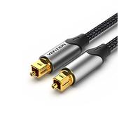 VENTION Câble Optique Audio, 2m Cable Optique Toslink (Nylon Tressé, 24K Plaqué Or) Câble Audio Optique pour Home Cinema, TV, Barre de Son, PS4, Xbox, Samsung, Bose, Sony