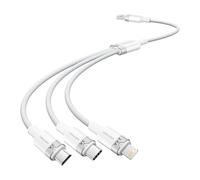 VENTION Câble USB 2.0 A mâle vers 3 en 1 USB-C et Lightning et Micro-B mâle 3 A 1,5 m Blanc Type Alliage d'aluminium
