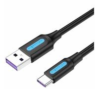 Câble Vention USB 2.0 Mâle vers USB-C Mâle - 2m - 5A 100W 480Mbps - Couleur Noir
