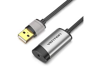 VENTION Carte Son Stéréo Externe USB, Adaptateur Audio TRS USB vers Prise Casque et Microphone 3,5 mm pour Windows Mac Linux PC Ordinateurs de Bureau PS5-15 cm