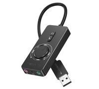 VENTION Carte son USB, carte son stéréo externe avec contrôle du volume, adaptateur audio USB vers jack 3,5 mm pour Windows, Mac, PC, ordinateur portable, ordinateur de bureau, casque, commutateur et