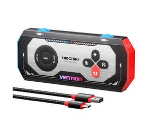 VENTION Carte son USB externe DAC 7.1, son surround virtuel 7.1, 24 bits/192 kHz, système d'éclairage RVB, amplificateur audio de jeu compatible avec PS5, PS4, Xbox One, Nintendo Switch, PC, casque