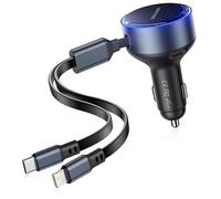 Vention Chargeur De Voiture A Trois Ports Usb-C/Lightning (30w 30w/27w) Avec Câble Intégré Noir