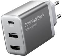 Vention chargeur secteur Fjah0-Eu Usb(C+A)+Hdmi Gan (60W/5W/4K@60Hz) (Gris)