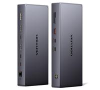 VENTION DisplayLink Station d'accueil avec USB A/C 10 Gbit/s pour ordinateur portable MacBook M1/M2/M3/M4, station d'accueil USB C 11 en 1 double moniteur 4K @ 60 Hz, HDMI, DP, PD 100 W, SD/TF, RJ45