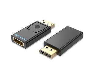 Vention HBKB0 Adaptateur DP Mâle vers HDMI Femelle, 1920x1080 60Hz, Contacts Or, ABS Noir, Compatible Windows/macOS/Linux, Plug & Play, 23.1x40.1x8.9mm