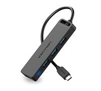 VENTION Hub USB C, adaptateur USB de type C vers USB avec 4 ports USB 3.0, port Thunderbolt 3 USB 3.0 avec prise en charge alimentée, hub USB pour ordinateurs portables, MacBook Pro/Air 2020/2019 et
