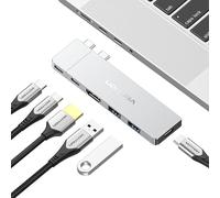 VENTION MacBook USB Adapter, Mac Hub with Dual USB C, Removable Magnetic USB-C Connector, PD 140W / 8K @ 240Hz / 80Gbps Max, Compatible with All Laptops/iPads, Silver