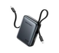 VENTION Mini 45W Batterie Externe, 10000mAh Câbles USB-C & Lightning Intégrés Power Bank, Portable Charge 3 Ports pour MacBook, iPhone 12-15 16 17 Pro Max, iPad, airpods, Galaxy S25 S24, LED
