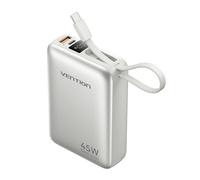 VENTION Mini Power Bank 45 W 20 000 mAh avec câble USB-C intégré, Chargeur Rapide PD/PPS, Batterie Externe de téléphone Portable avec écran LED pour iPhone 16/15/14, Galaxy S25/S24, iPad, Ordinateur