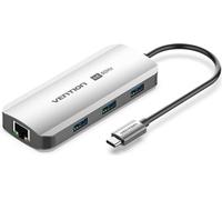 Vention Station d'accueil 6-en-1 USB-C vers HDMI/USB 3.0 x3/RJ45/PD Type alliage d'aluminium gris 0,15M