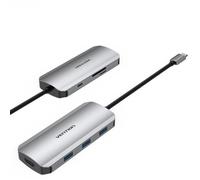 Vention Station d'accueil 7-en-1 USB-C vers HDMI / 3x USB 3.0 / SD/TF / PD gris 0.15M alliage d'aluminium Typ