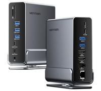 VENTION Station d'accueil USB C 15 en 1 Triple Moniteur pour Ordinateur Portable Dock USB C avec Double 4K@60Hz HDMI, 4K@60Hz DP, 10Gbps USB Ports, RJ45, Audio, SD/TF, PD100W