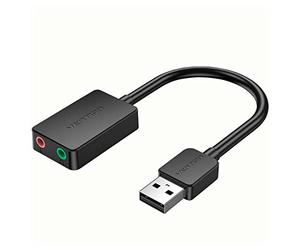 Vention Tarjeta De Sonido Externa USB de 2 Puertos 0.15m Negro