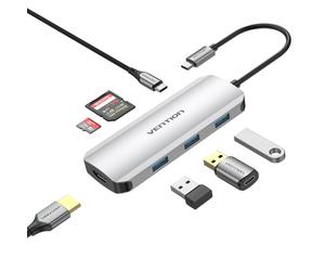 Vention TOJHB station d'accueil Avec fil USB 3.2 Gen 1 (3.1 Gen 1) Type-C Gris, Argent