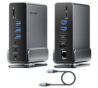 Vention USB C Station d'accueil 15-en-1 pour Configuration à Deux moniteurs,Triple Affichage,Portable Dock Type C Thunderbolt 4,Double 4K@60Hz HDMI,4K@60Hz DP,100W PD,USB 10Gbps,RJ45,Audio,SD/TF